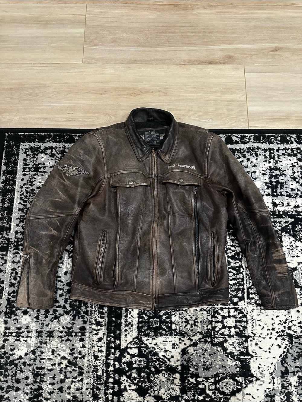 Harley-Davidson Men’s Brown Leather Bomber Jacket-XL